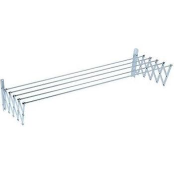 Sauvic 89808 - Tendedero Pared Extensible, Acero con Recubrimiento Plástico Anticorrosivo, color blanco, 150 x 78 x 26,5 cm
