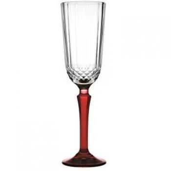Excelsa Juego De Flauta Rojo Y Transparente Vidrio 200 ml