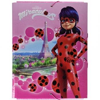Lady Bug Miraculous - Carpeta folio gomas con 3 solapas