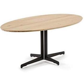 Kave Home - Mesa de Comedor Andraitx Oval 195 x 95 cm de Madera Maciza de robre y Patas de Acero en Negro