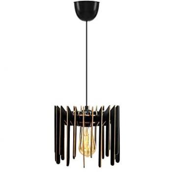 Lámpara de techo Covadonga negra de MDF, 23x23x55 cm, casquillo E27 Max 60W
