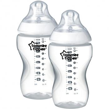 Tommee Tippee Closer to Nature Clear Bottles 340 ml Silicone Teat with Sensitive Anti-Colic Valve Set of 6