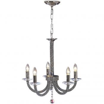 Lámpara colgante Elena 5 bombillas negro cromo cristal