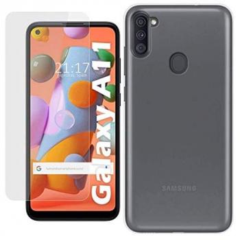 Pack 2 en 1 Funda Gel Transparente y Protector de Cristal Templado para Samsung Galaxy A11 / M11 - Protección Completa