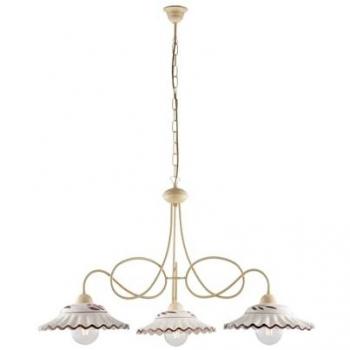 Araña Country Chic Bistrot 3 Luces Marfil con Cerámica Vietrese