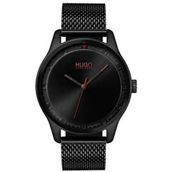 Hugo Mens Analogue Classic Quartz Watch with Stainless Steel Strap 1530044,Black
