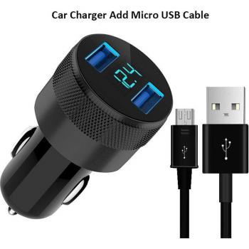 Cargador USB Dual Universal para Coche con Pantalla LED y Carga Rápida para Samsung Galaxy A51, A71, A91, A80, S20, S10, S9 y Mi 10