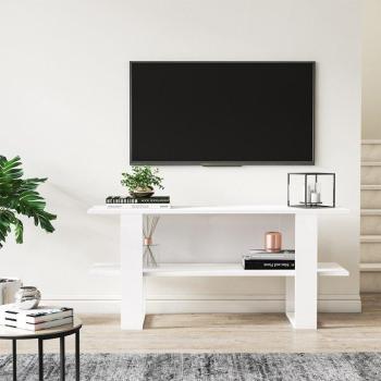 Mueble TV moderno blanco Cornelia 120x35x55cm con diseño minimalista y estanterías abiertas