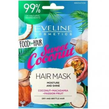 Eveline Cosmetics Mascarilla Capilar Hidratante y Brillo Hair Food Coco 20 ml