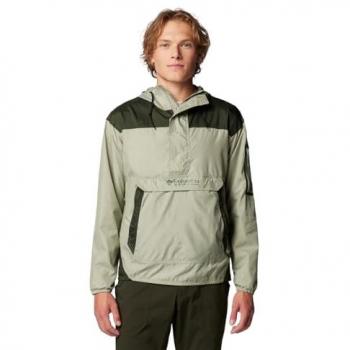 Chaqueta cortavientos con capucha Columbia Challenger II Windbreaker verde para hombre, talla S