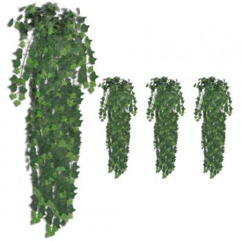 Hojas artificiales de hiedra 4 PC verde 90 cm