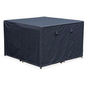 Funda protectora cuadrada de poliéster para mesas de jardín Firenze 4, Cubo 8, Vabo 8 y Vasto 8, Gris oscuro, 112x112x70 cm