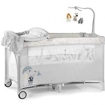 Innovaciones Ms 630225 - Cuna De Viaje con Dos Alturas, hasta 15 kg, altura recién nacido, con apertura lateral, ruedas, colchón, cambiador bebe, bolsa de transporte, plegable y regulable, Gris