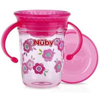 Nûby - Taza mágica de tritan 360 con asas-rosa 240ml-6M+