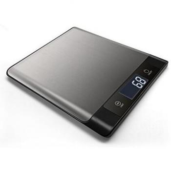 Mediatech Básculas de cocina, Bluetooth 4.0, función de tara, pantalla LCD, capacidad máxima de 5 kg, plataforma de acero inoxidable, 700 tipos de alimentos en la base de datos, cálculo de nutrición