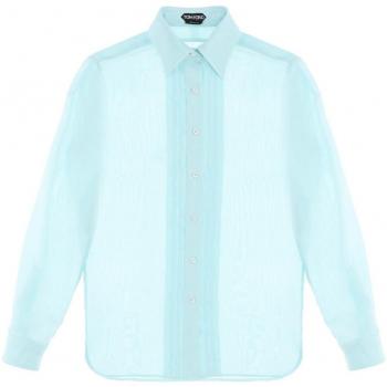 Tom Ford Women's Silk Charmeuse Shirt in Light Blue | Size 40 | CA3254FAX1133 Color HB019