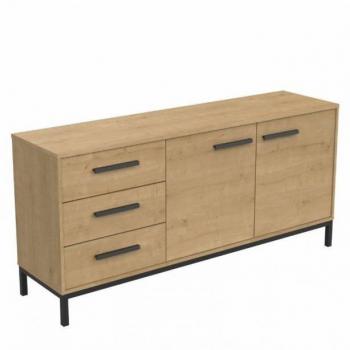 Aparador Craft 2 puertas 3 cajones en roble y negro - 153x72x40 cm