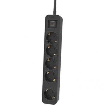 Philips CHP2154B/10 Regleta de 5 Tomas con Interruptor, Cable de 1.5 Metros, Protección Infantil, Indicador LED de Funcionamiento - Negro