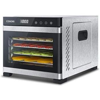COSORI Deshidratador de alimentos, incluye 6 bandejas de acero inoxidable, deshidratador de alimentos con 3 rejillas de deshidratación, 3 alfombrillas de deshidratación y 50 recetas