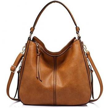 Realer Bolso Mujer Hobo Casual Bolsos Bandolera Sintetico Bolsos de Hombro Cuero PU Grande Shopper Bolsa Tote Vintage Marron