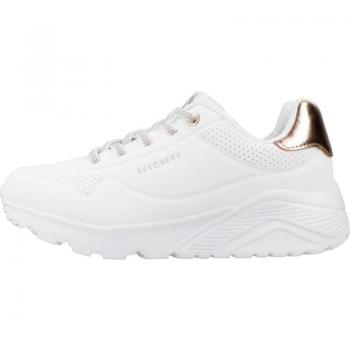 Zapatilla Skechers K Uno Lite Metallic Mode WHT - Deportivas de Niña, Modelo Uno Lite, Color Blanco, Diseño Metálico
