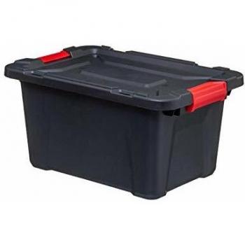 Caja de almacenamiento Simply Smart 30L en polipropileno negro con cierre de doble clip - 5 Five