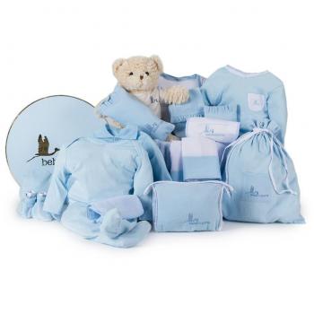 BebeDeParis Canastilla Bebe Personalizada, Cesta Completa para Recién Nacidos, Set de Regalos de Algodón para Niño/Niña, Ideal para Regalo, Baby Shower, Personalización Corporativa