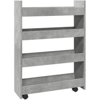 Carro de almacenaje estrecho 4 niveles madera gris hormigón Vidaxl 548985