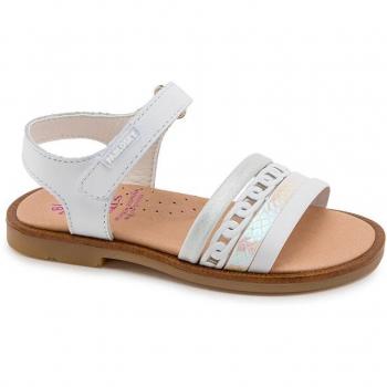 Sandal Sandalias Pablosky para niña de piel en color blanco con cierre adherente