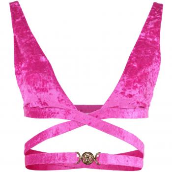Versace Women's Fuchsia Triangle Bikini Top with Medusa Design - Size 3
