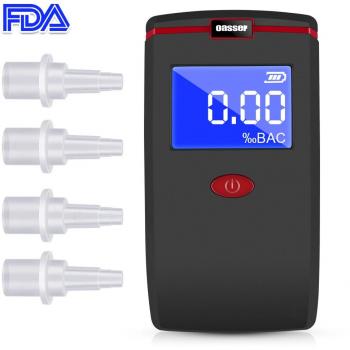 Alcoholímetro Oasser Respiratorio Digital Portátil con Pantalla LCD Incluye 4 Boquillas Desechables Semi-Conductor de la Tecnología de Sensor