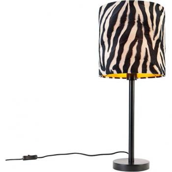 Lámpara de mesa moderna negra con pantalla cebra 25 cm - Simplo