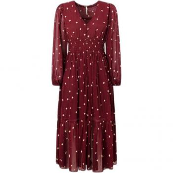 Pepe Jeans Gio Women's Long Sleeve Dress in Burgundy