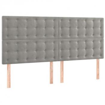 Cabecero con luces LED terciopelo gris claro 200x5x118/128 cm