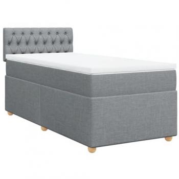 Cama box spring con colchón tela gris claro 90x190 cm