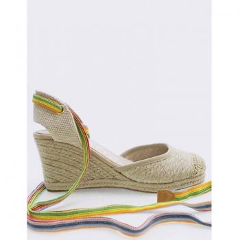 Sandalia de Mujer MTNG 51122 Jute Natural con Suela de Yute y Detalles en Beige