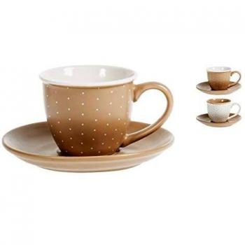 H&h cinnamon set 4 tazze caffe', new bone china, con piattin