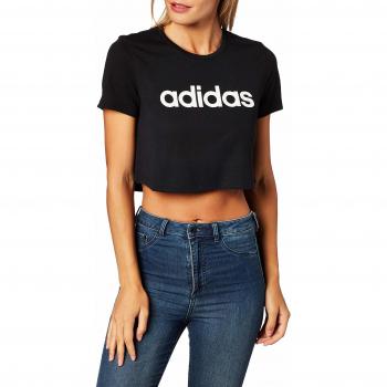 adidas W D2m Crop tee Camiseta, Mujer, Negro/Blanco, M
