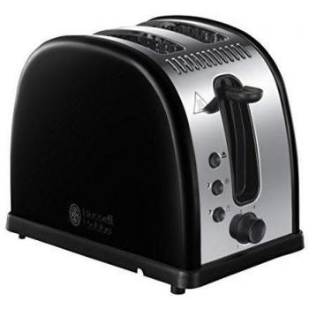 Russell Hobbs 21293-56 Legacy 60 Black - Tostadora de acero inoxidable, ranura ancha, calienta panecillos, bandeja recogemigas extraíble, color negro