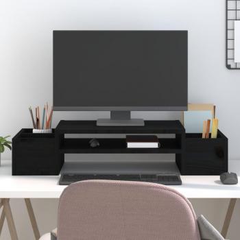 Soporte para monitor de madera maciza de pino negro 70x27,5x15 cm