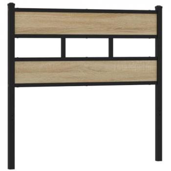 Cabecero de Acero y Madera de Ingeniería Roble Sonoma 90 cm