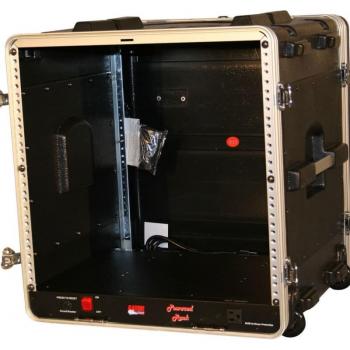 Gator GRR-10PL-US 10U Powered Roller Rack Case with Wheels & Power Supply
