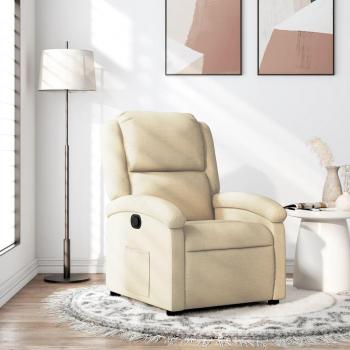 Sillón reclinable en tela crema Vidaxl con mecanismo de reclinado, tapizado en tela suave, estructura de madera resistente, reposabrazos acolchados y diseño ergonómico