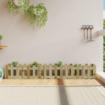 Arriate elevado jardín con valla de madera de pino 200x30x30cm en color pino natural, pino blanco y pino negro; arriate elevado jardín con valla de madera impregnada de pino