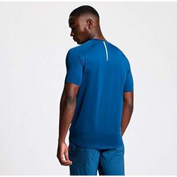Dare2b Righteous II-Camiseta para Deporte Activo, Tejido Ligero De Secado Rápido Y con Detalles Estampados Reflectantes T-Shirts/Polos/Vests, Hombre, Majolica Blue, M