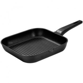 Monix Braisogona_M350029 Solid - Grill con rayas cuadrado 24 cm de aluminio fundido con antiadherente Teflon Classic