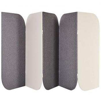 Biombo Acústico Decorativo Moderno 5 Paneles Estructura de Acero y Poliéster Gris y Beige Shady