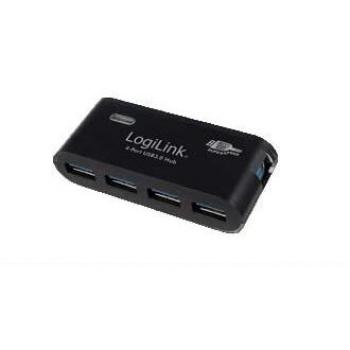 LogiLink USB 3.0 Hub 4-Port with 5V/2A Power Supply Black