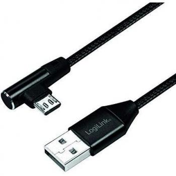 Cable USB 2.0 LogiLink CU0141, USB-A a Micro-USB B, 0.3 m, negro, carga y sincronización