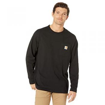 Camiseta de manga larga Carhartt Force Flex Pocket para hombre, color negro, ajuste relajado, tejido de grosor medio